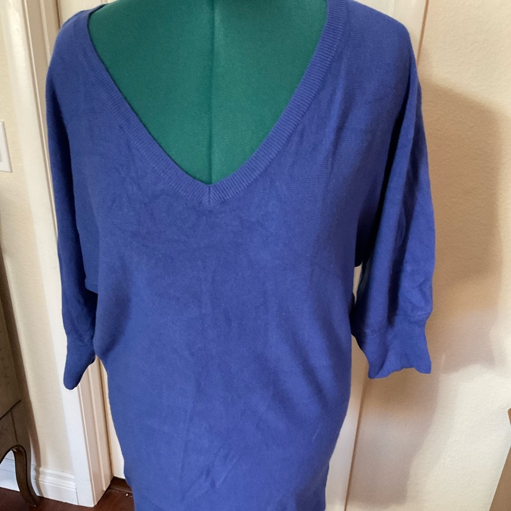 V neck Blue soft sweater
